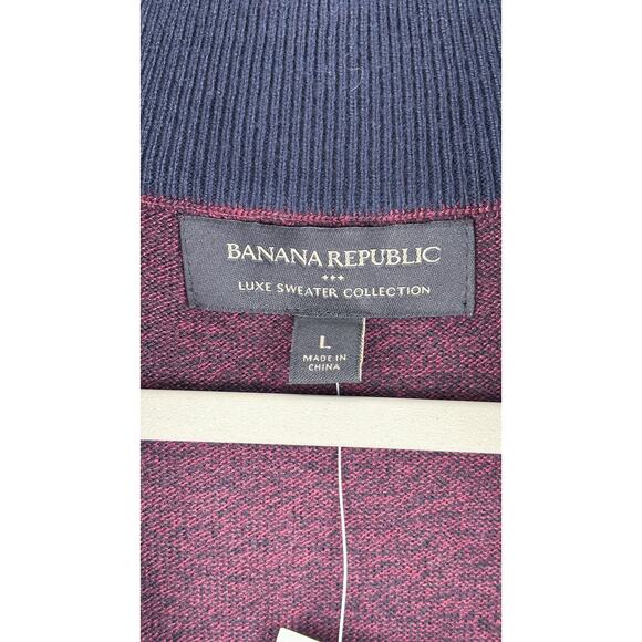 Banana Republic Mens Quarter Zip Luxe Sweater Pullover Size Large Purple New - Picture 5 of 7